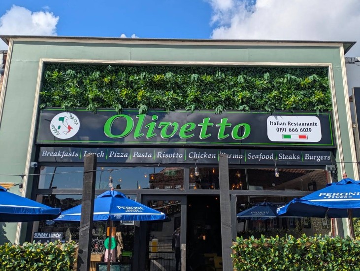 Olivetto restaurant entrance on Sunderland Road, South Shields